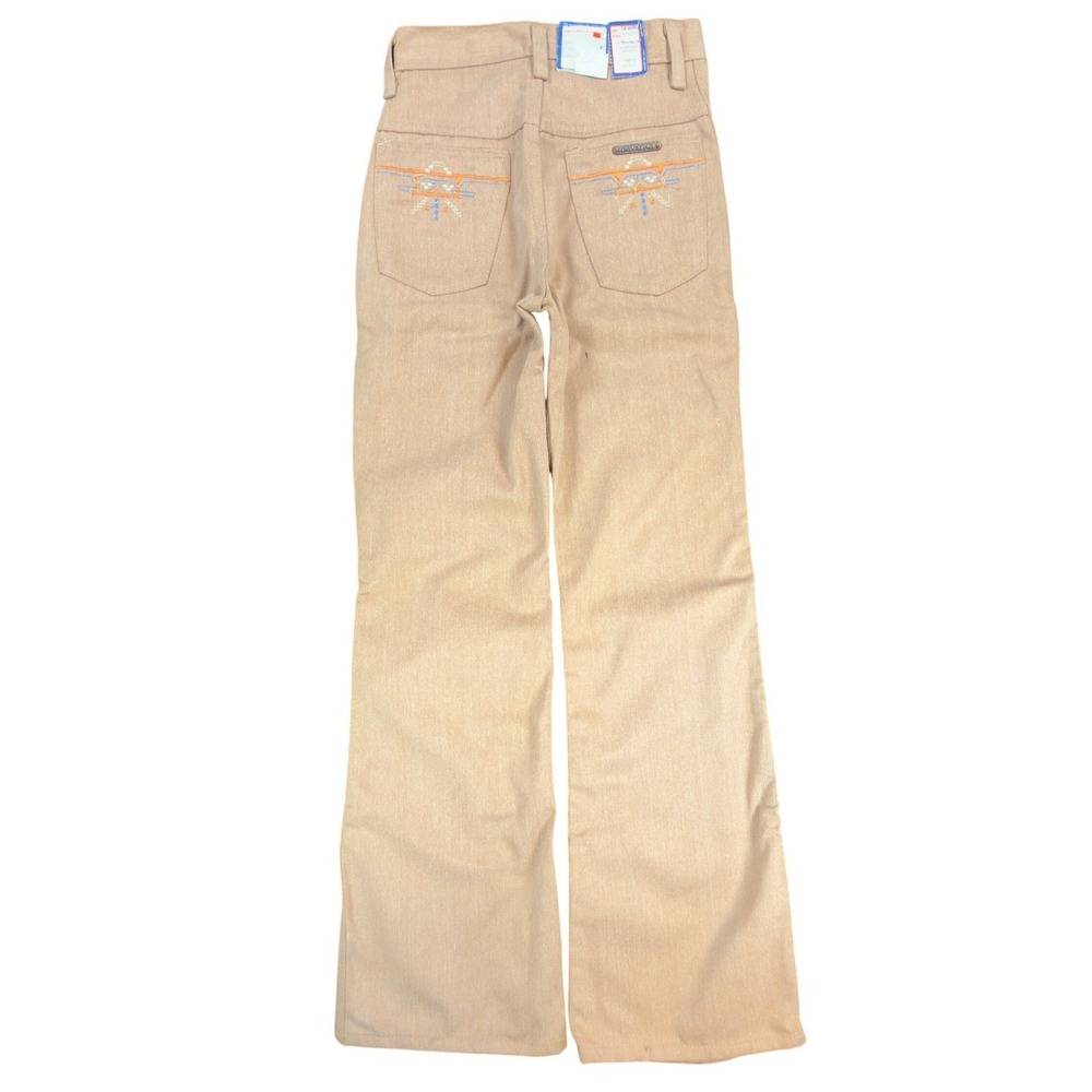 Maverick Vintage 70s Flare Pants Girls 10 Slim Beige USA NOS NWT 23.5x28